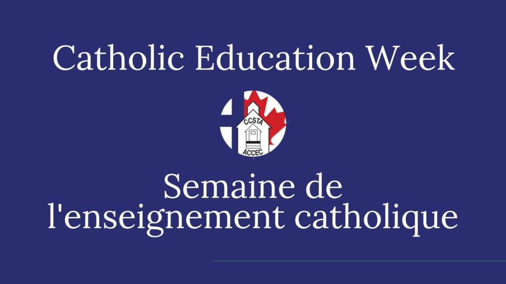 The words Catholic Education Week over a decorative background